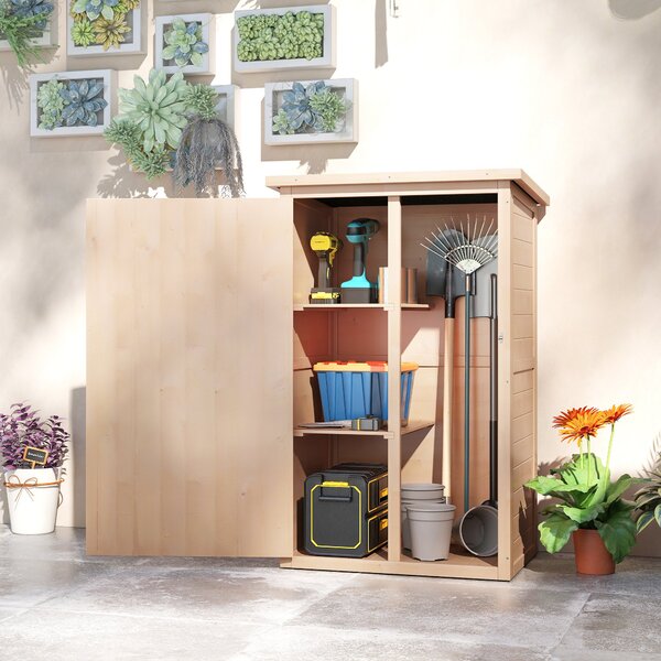 Outsunny Casetta da Giardino in Legno di Abete Impermeabile, Capanno Attrezzi da Esterno 75x56x115cm|Aosom