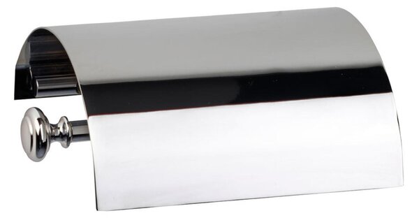 Portarotolo per carta igienica con coperchio LIBERTY 16x13x h 6 cm finitura inox lucido