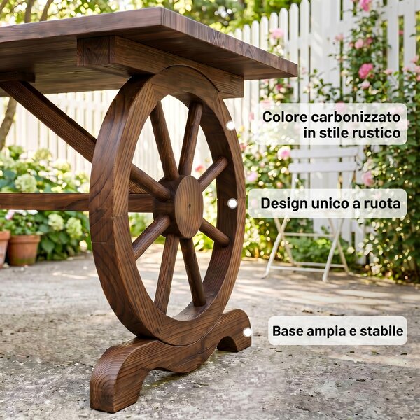 Outsunny Tavolo da Giardino Stile Country con Gambe a Ruota, in Legno di Abete Resistente alle Intemperie 113x60x65cm|Aosom