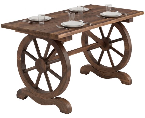 Outsunny Tavolo da Giardino Stile Country con Gambe a Ruota, in Legno di Abete Resistente alle Intemperie 113x60x65cm|Aosom