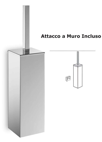 Portascopino Fissaggio a Muro o sospeso Quadrato XONY 8,2x8,2xh 39 cm realizzato in Acciaio inox Lucido