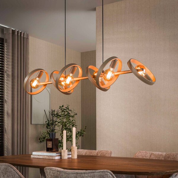 ZIJLSTRA Lampada a sospensione Hover, dimmerabile, Crema / Ambra, Soggiorno / Sala da pranzo, Metallo, Scandinavo, Lampada a sospensione