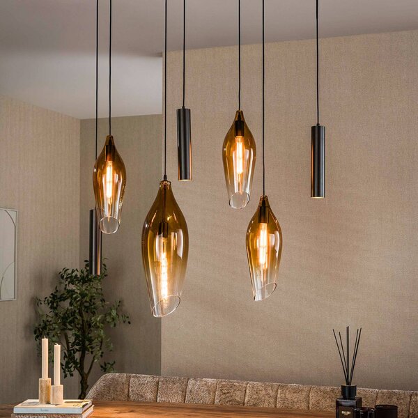 ZIJLSTRA Lampada a sospensione in vetro Cocoon, dimmerabile, Crema / Ambra, Soggiorno / Sala da pranzo, Vetro, Scandinavo, Lampada a sospensione