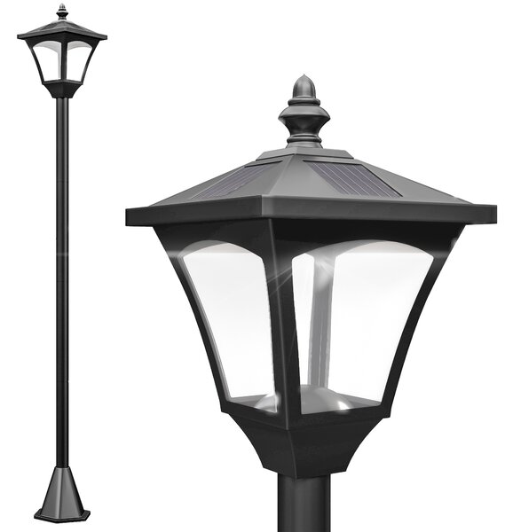 Outsunny Lampada da Giardino Lampada da Terra Lampione LED da Esterno Energia Solare Impermeabile IP44 15×15×120cm Nero|Aosom