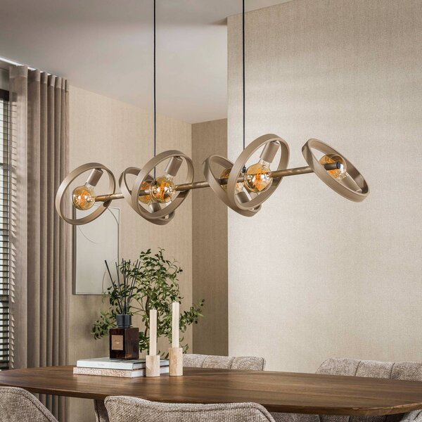ZIJLSTRA Lampada a sospensione Hover, dimmerabile, Crema / Ambra, Soggiorno / Sala da pranzo, Metallo, Scandinavo, Lampada a sospensione