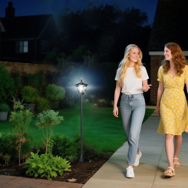 Outsunny Lampada da Giardino Lampada da Terra Lampione LED da Esterno Energia Solare Impermeabile IP44 15×15×120cm Nero|Aosom