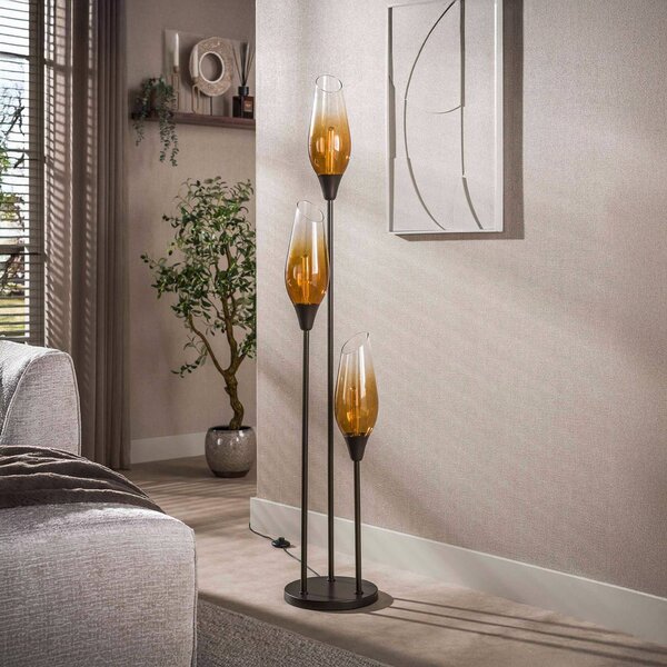 ZIJLSTRA Lampada da terra Cocoon, Crema / Ambra, Soggiorno / Sala da pranzo, Vetro, Scandinavo, Lampada da terra