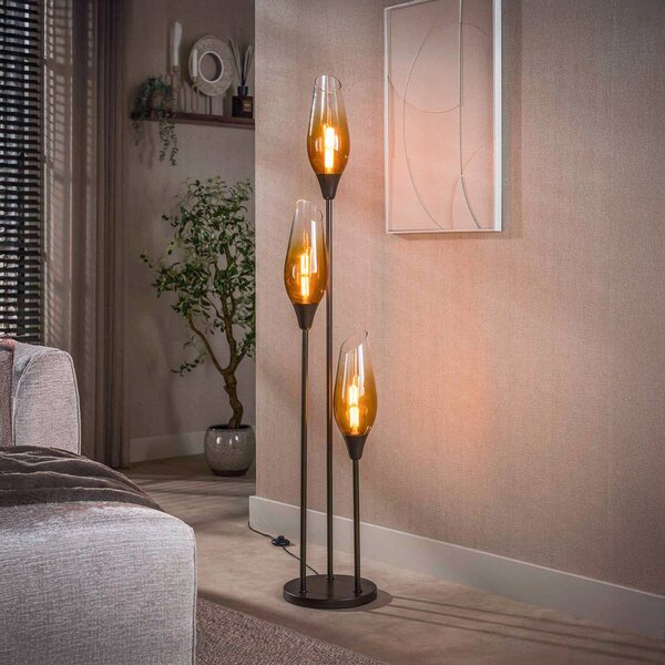 ZIJLSTRA Lampada da terra Cocoon, Crema / Ambra, Soggiorno / Sala da pranzo, Vetro, Scandinavo, Lampada da terra