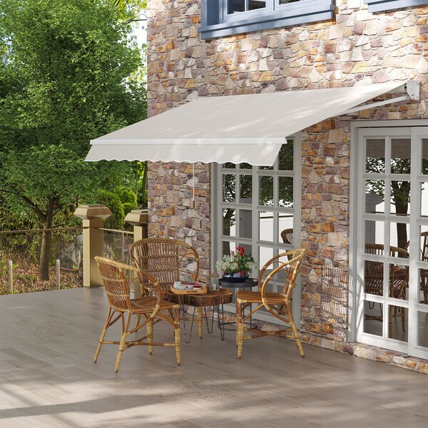 Outsunny Tenda da Sole a Bracci Regolabile 5°-35° con manovella, Telaio in Alluminio e Poliestere, 200x295, Crema | Aosom Italy