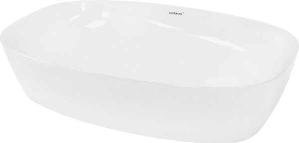 LuxeBath lavabo Lavabo da appoggio ovale, 60,5x38x14 cm, bianco, Vetroceramica