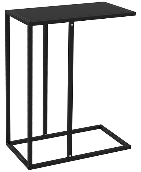 HOMCOM Tavolino da Salotto Alto e Industriale a forma di C in Acciaio, 46x26x60 cm, Nero