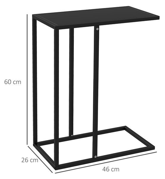 HOMCOM Tavolino da Salotto Alto e Industriale a forma di C in Acciaio, 46x26x60 cm, Nero