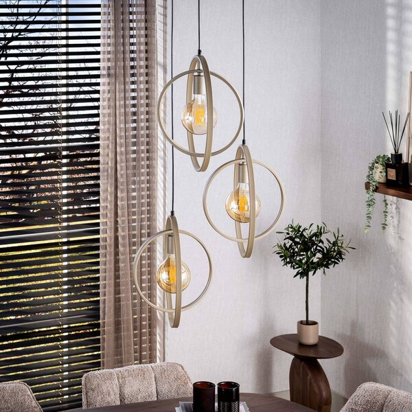 ZIJLSTRA Lampada a sospensione Turn Around, dimmerabile, Crema / Ambra, Soggiorno / Sala da pranzo, Metallo, Scandinavo, Lampada a sospensione