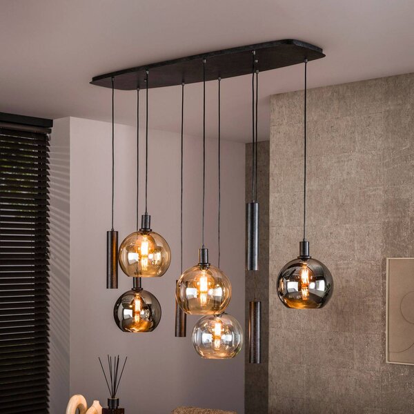 ZIJLSTRA Lampada a sospensione in vetro Sfera Tricolore, dimmerabile, Multicolore, Soggiorno / Sala da pranzo, Vetro, Scandinavo, Lampada a sospensione