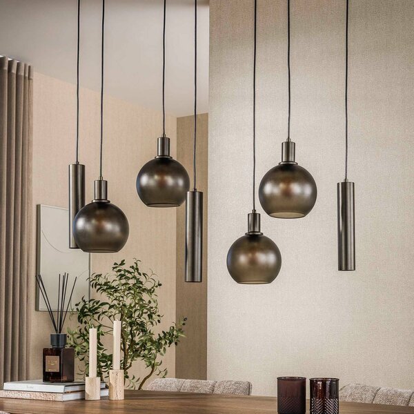 ZIJLSTRA Lampada a sospensione in vetro Sfera Tricolore, dimmerabile, Nero, Soggiorno / Sala da pranzo, Vetro, Scandinavo, Lampada a sospensione