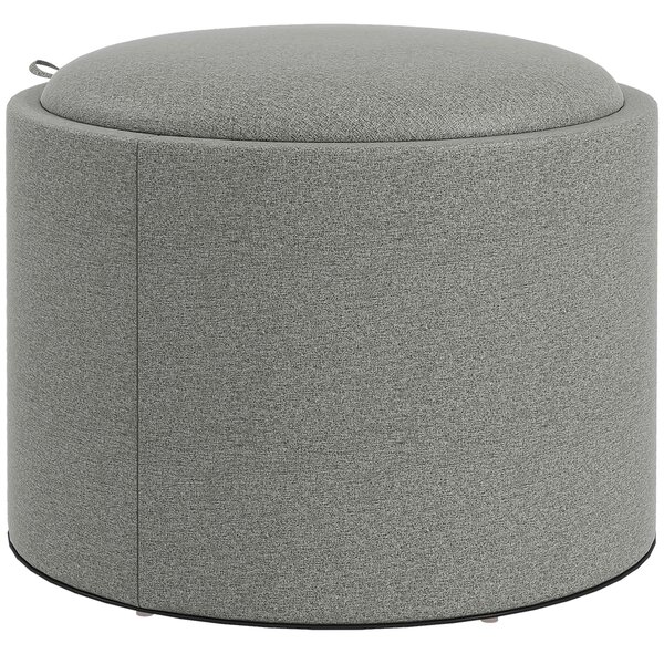 HOMCOM Pouf Contenitore Effetto Lino da 120 kg max con Vassoio a Ribalta, in MDF, 56x56x42 cm, Grigio