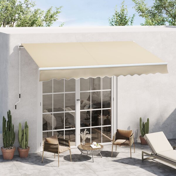 Outsunny Tenda da Sole per Esterno Avvolgibile a Bracci con Apertura a Manovella, 350x250 cm, Crema | Aosom Italy