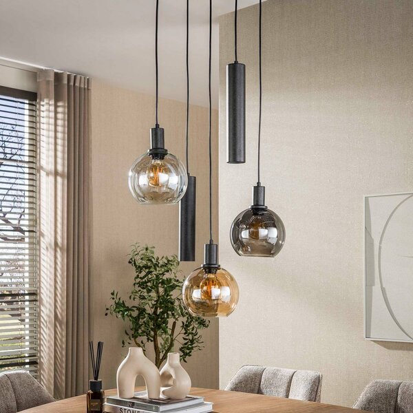 ZIJLSTRA Lampada a sospensione in vetro Tricolore, dimmerabile, Multicolore, Soggiorno / Sala da pranzo, Vetro, Scandinavo, Lampada a sospensione
