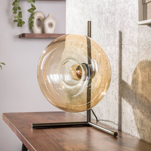 ZIJLSTRA Lampada da tavolo Soll, Crema / Ambra, Soggiorno / Sala da pranzo, Vetro, Moderno, Lampada da tavolo