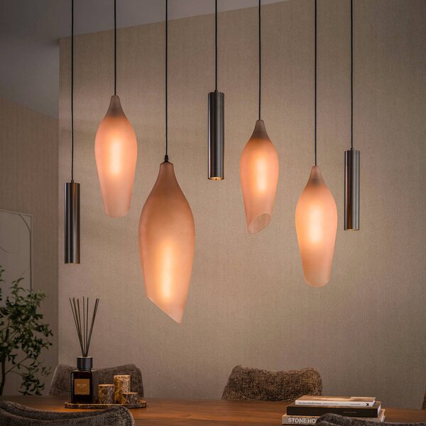 ZIJLSTRA Lampada a sospensione in vetro Cocoon, dimmerabile, Crema / Ambra, Soggiorno / Sala da pranzo, Vetro, Scandinavo, Lampada a sospensione