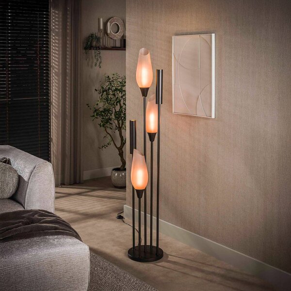 ZIJLSTRA Lampada da terra Cocoon, Crema / Ambra, Soggiorno / Sala da pranzo, Vetro, Scandinavo, Lampada da terra