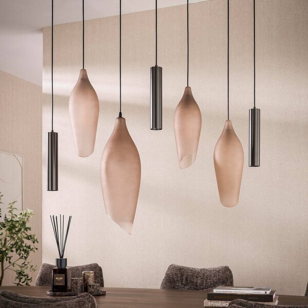 ZIJLSTRA Lampada a sospensione in vetro Cocoon, dimmerabile, Crema / Ambra, Soggiorno / Sala da pranzo, Vetro, Scandinavo, Lampada a sospensione