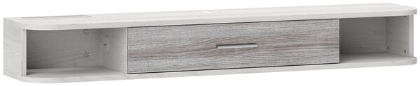 HOMCOM Mobile TV Sospeso in Legno con 2 Ripiani Aperti e Armadietto, 120x26x16 cm, Bianco e Grigio