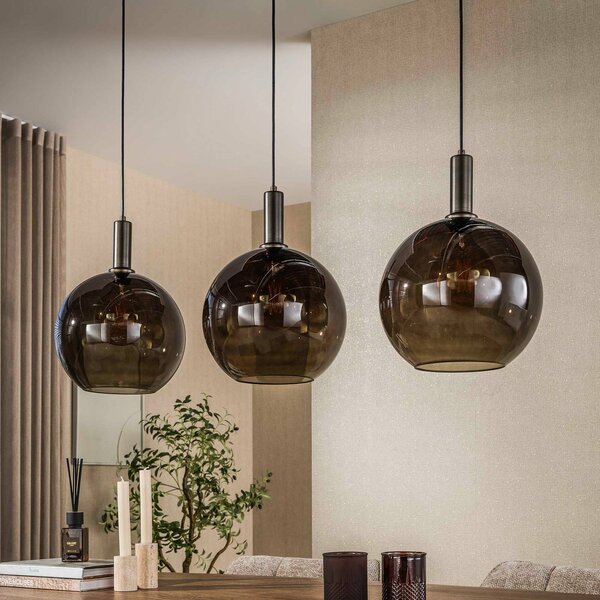 ZIJLSTRA Lampada a sospensione in vetro Sfera Tricolore, dimmerabile, Marrone / Ruggine, Soggiorno / Sala da pranzo, Vetro, Scandinavo, Lampada a sospensione