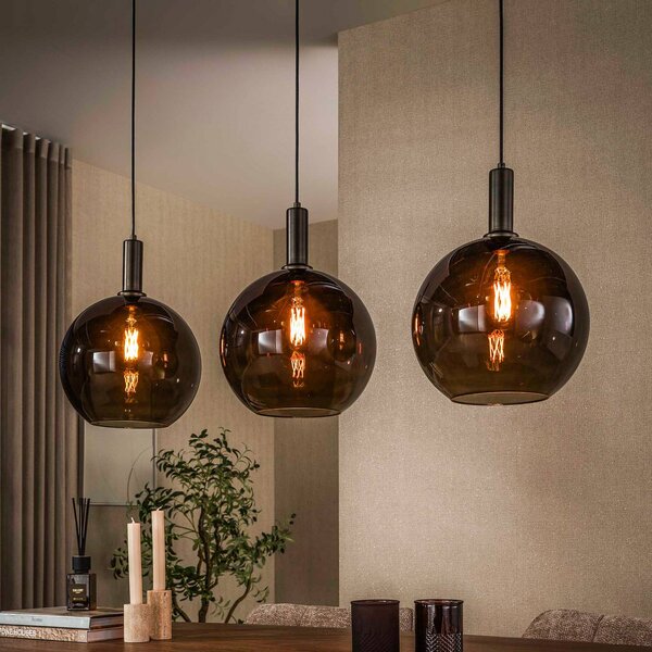 ZIJLSTRA Lampada a sospensione in vetro Sfera Tricolore, dimmerabile, Marrone / Ruggine, Soggiorno / Sala da pranzo, Vetro, Scandinavo, Lampada a sospensione