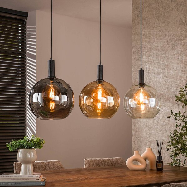 ZIJLSTRA Lampada a sospensione in vetro Sfera Tricolore, dimmerabile, Multicolore, Soggiorno / Sala da pranzo, Vetro, Scandinavo, Lampada a sospensione