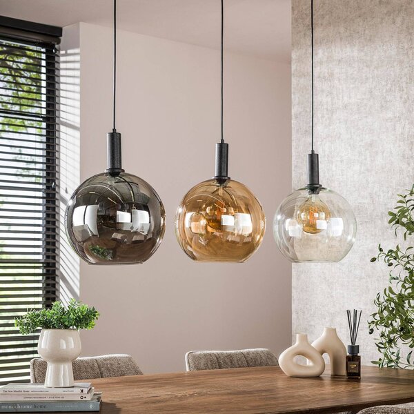 ZIJLSTRA Lampada a sospensione in vetro Sfera Tricolore, dimmerabile, Multicolore, Soggiorno / Sala da pranzo, Vetro, Scandinavo, Lampada a sospensione