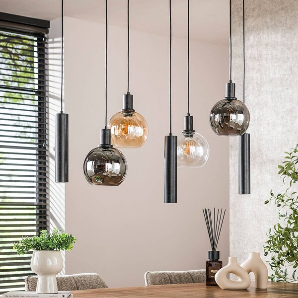 ZIJLSTRA Lampada a sospensione in vetro Sfera Tricolore, dimmerabile, Multicolore, Soggiorno / Sala da pranzo, Vetro, Scandinavo, Lampada a sospensione