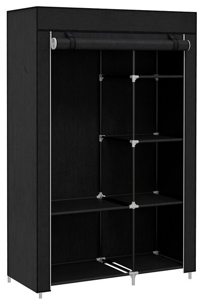 HOMCOM Armadio Guardaroba Portatile in Tessuto con 6 Ripiani Aperti e un Appendino, 103x43x162.5 cm, Nero