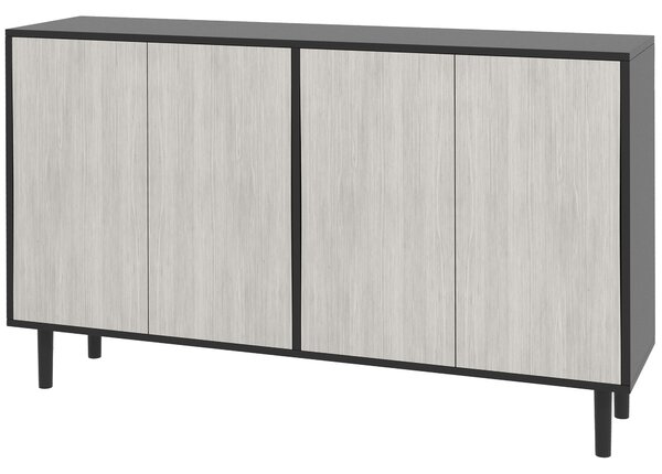HOMCOM Credenza Moderna con 2 Armadietti e 4 Ante con Apertura a Pressione, 121x37x75cm, Nero