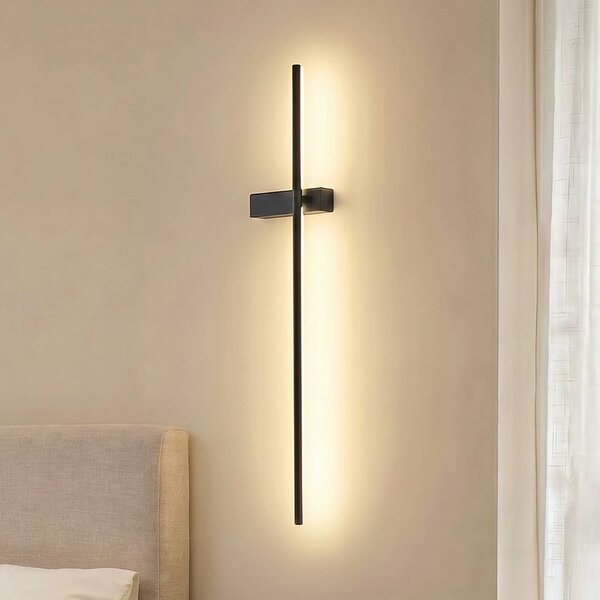 Applique da parete a LED Natsumi Lindby, Nero, Soggiorno / Sala da pranzo, Alluminio, Moderno, Applique a LED
