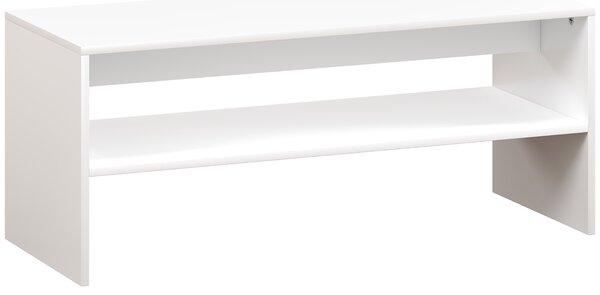 HOMCOM Tavolino da Caffè Moderno in Legno a 2 Livelli con Ripiano Aperto, 100x40x41.5 cm, Bianco