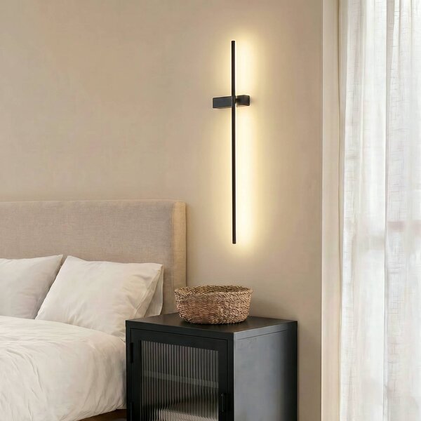 Applique da parete a LED Natsumi Lindby, Nero, Soggiorno / Sala da pranzo, Alluminio, Moderno, Applique a LED