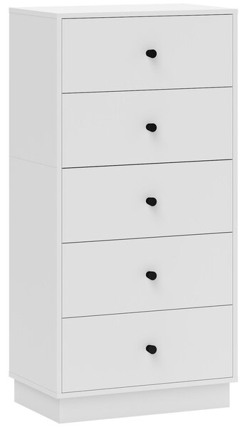 HOMCOM Cassettiera Camera da Letto Moderna e Salvaspazio, con 5 Cassetti e Dispositivo Antiribaltamento, 47x29x95 cm, Bianco | Aosom Italy