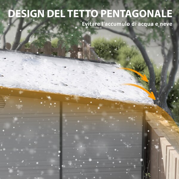 Outsunny Casetta da Giardino in Plastica Porta Attrezzi con Finestre, Prese d'Aria e Blocco, 1.9x1.9 m, Grigio Chiaro