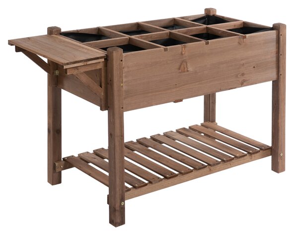 Outsunny Letto per Orto Rialzato in Legno con Ripiano Pieghevole e Mensola Inferiore, 123x54x74cm|Aosom