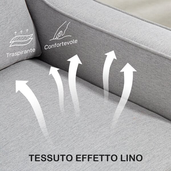 HOMCOM Poltrona Moderna in Tessuto con Imbottitura Spessa e Molle Insacchettate, 77x77x86 cm, Grigio | Aosom Italy