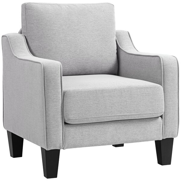 HOMCOM Poltrona Moderna in Tessuto con Imbottitura Spessa e Molle Insacchettate, 77x77x86 cm, Grigio | Aosom Italy