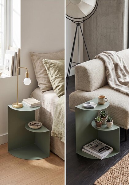 Sidetable SLOPE dal design minimal e moderno Dimensioni 37x38xh 50 cm che pu� essere utilizzato sia come tavolino di servizio lato divano sia come semplice comodino colore Eucalipto