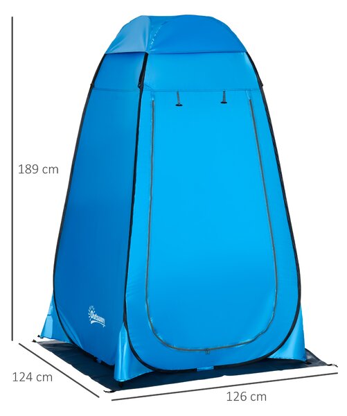 Outsunny Tenda Doccia da Campeggio e Spiaggia con Porta a Cerniera e Borsa di Trasporto, 126x124x189 cm, Blu