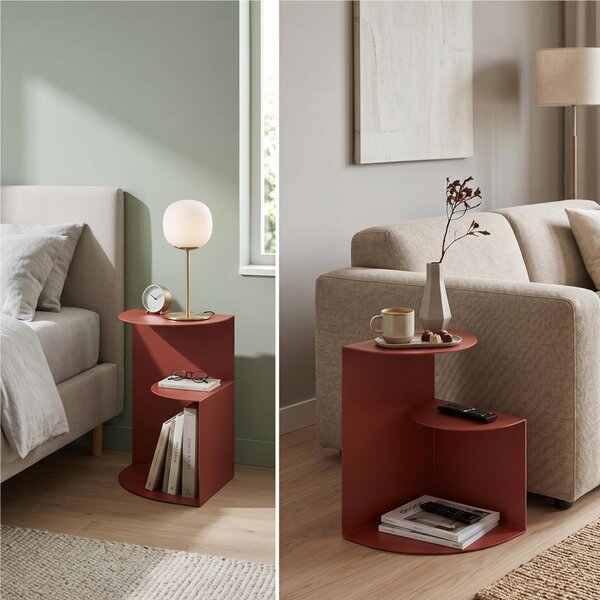 Sidetable SLOPE dal design minimal e moderno Dimensioni 37x38xh 50 cm che pu� essere utilizzato sia come tavolino di servizio lato divano sia come semplice comodino colore Rosso Terracotta
