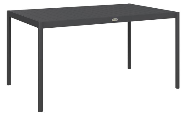 Outsunny Tavolo da Giardino a Doghe per 6 Persone in Acciaio e Alluminio, 145x90x74 cm, Grigio Scuro | Aosom Italy