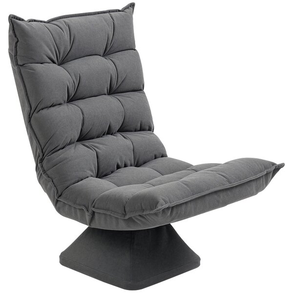 HOMCOM Poltrona per Salotto Girevole e Vellutata con Schienale Regolabile in 5 Posizioni, 62x70x95 cm, Grigio | Aosom Italy