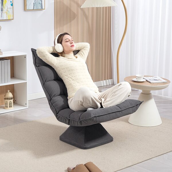 HOMCOM Poltrona per Salotto Girevole e Vellutata con Schienale Regolabile in 5 Posizioni, 62x70x95 cm, Grigio | Aosom Italy