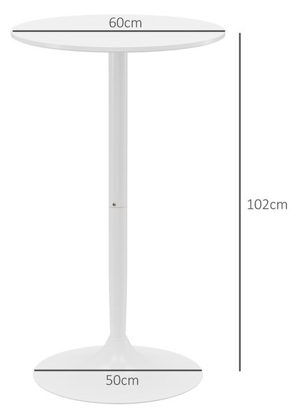 HOMCOM Tavolo Bar Isola Cucina Rotondo Alto Salvaspazio Ø60x102 cm Bianco | Aosom Italy