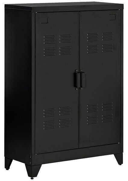 HOMCOM Armadietto Metallico a 2 Ante in Stile Industriale per Casa e Garage, 75x33x110 cm, Nero | Aosom Italy